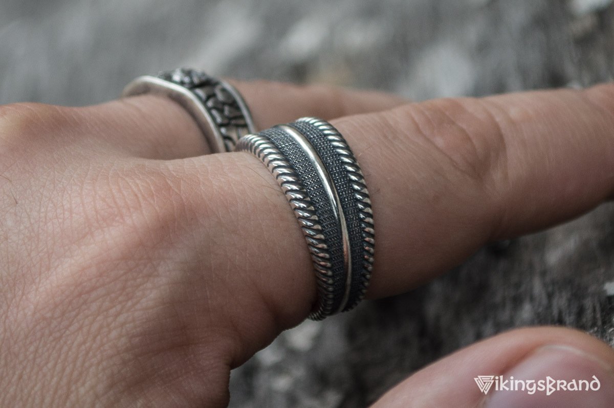 Viking Ring with Ornament Viking Sterling Silver Pagan Ring