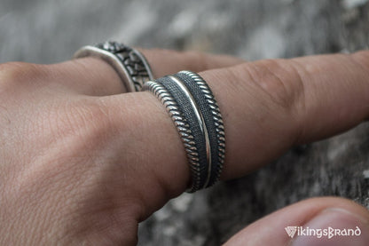Viking Ring with Ornament Viking Sterling Silver Pagan Ring