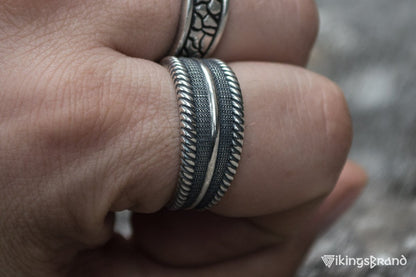 Viking Ring with Ornament Viking Sterling Silver Pagan Ring