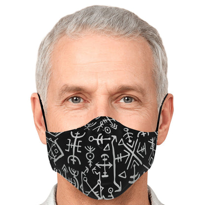 Viking Runes Face Mask Cover - Black