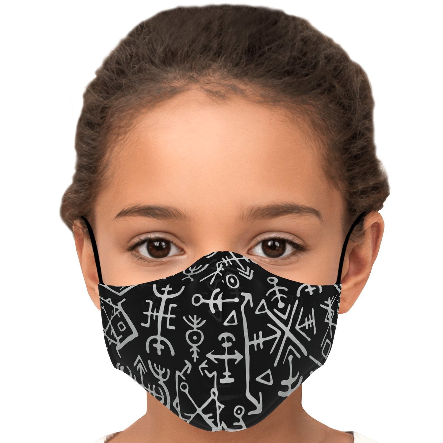 Viking Runes Face Mask Cover - Black