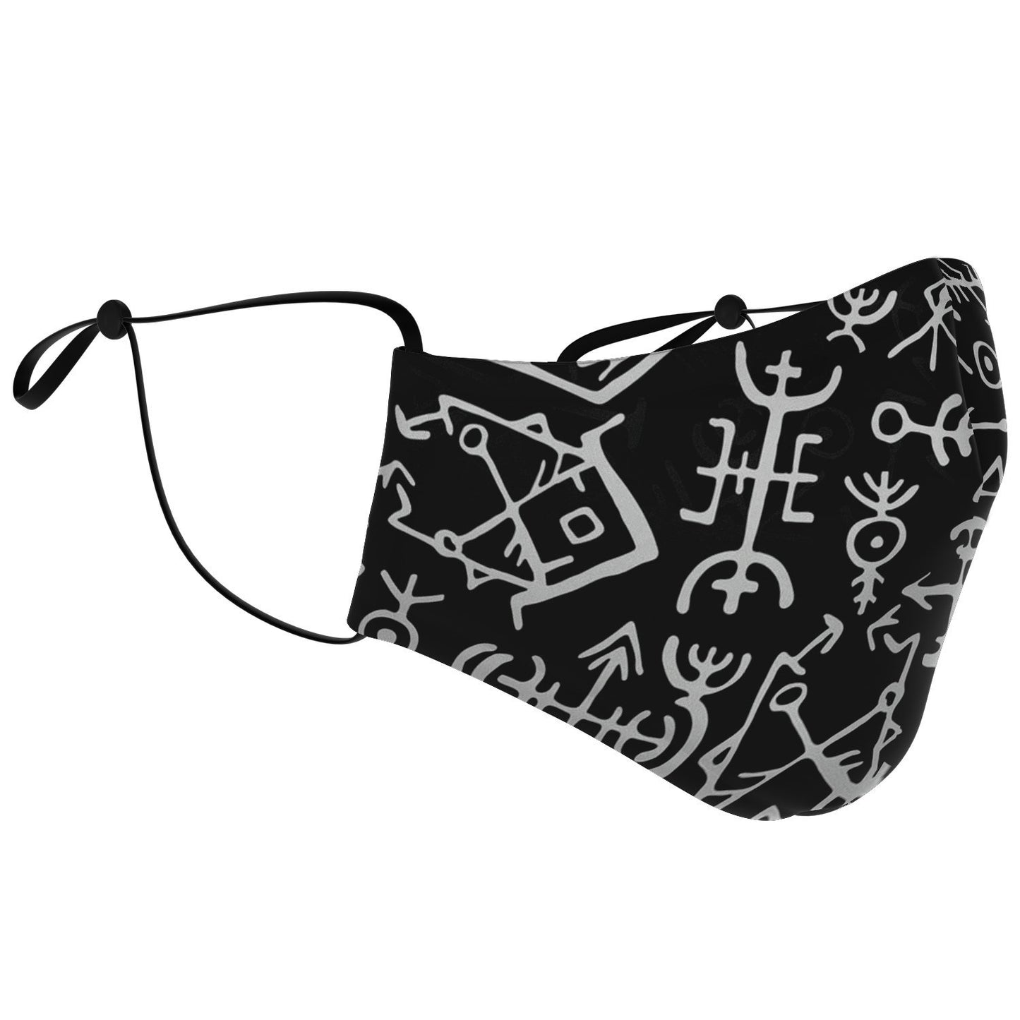 Viking Runes Face Mask Cover - Black