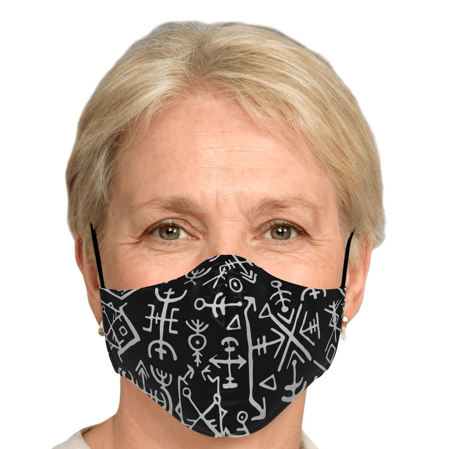 Viking Runes Face Mask Cover - Black