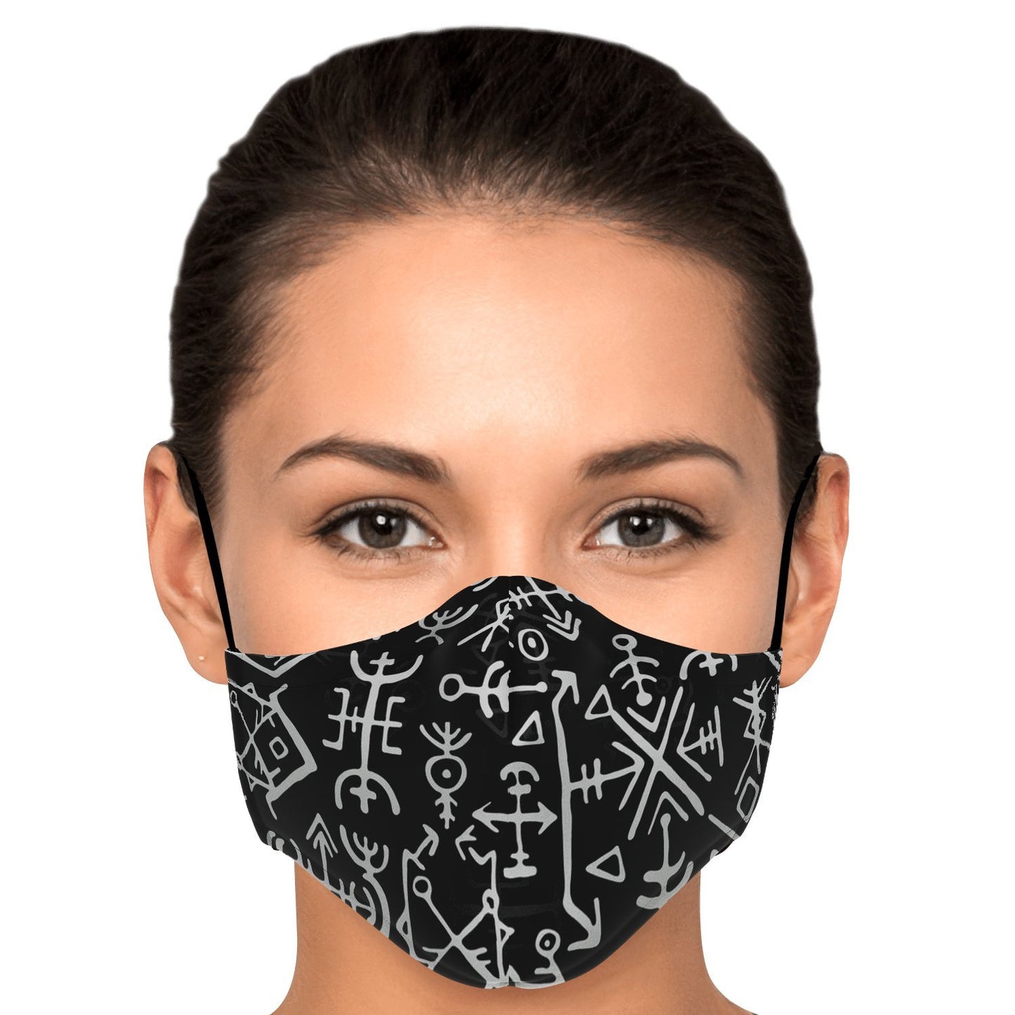 Viking Runes Face Mask Cover - Black