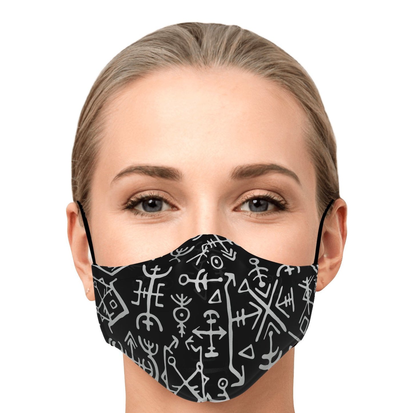 Viking Runes Face Mask Cover - Black