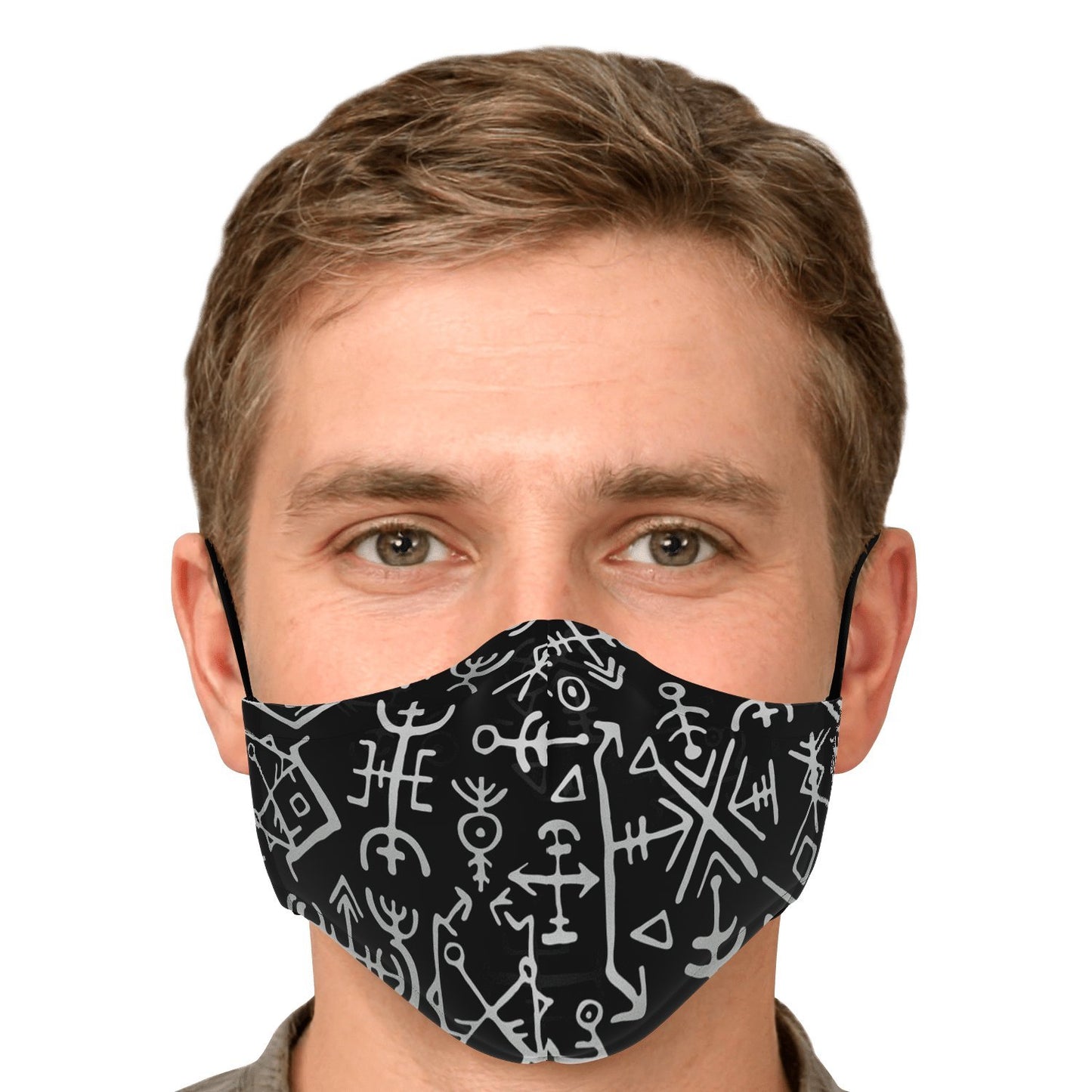 Viking Runes Face Mask Cover - Black