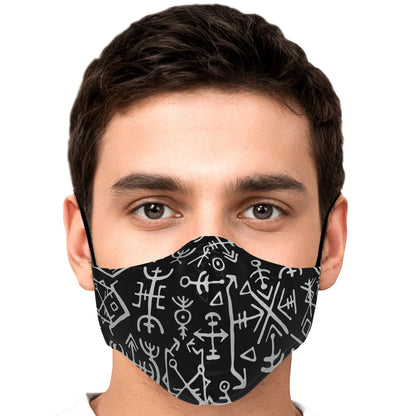 Viking Runes Face Mask Cover - Black