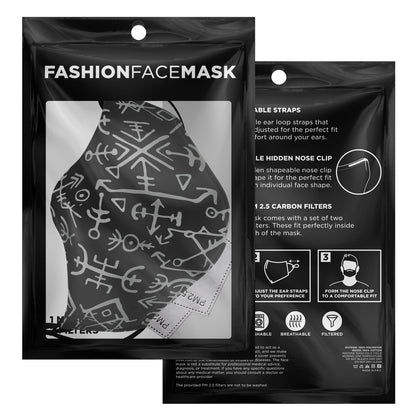 Viking Runes Face Mask Cover - Black