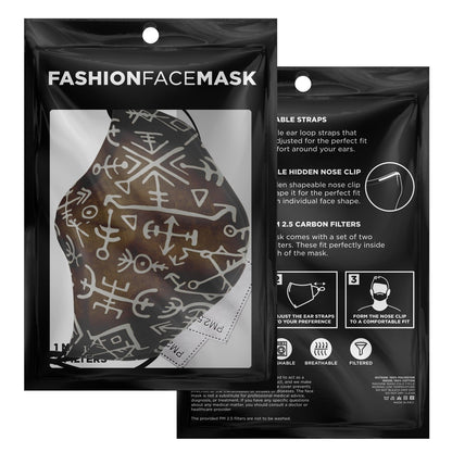 Viking Runes Face Mask Cover - Bronze