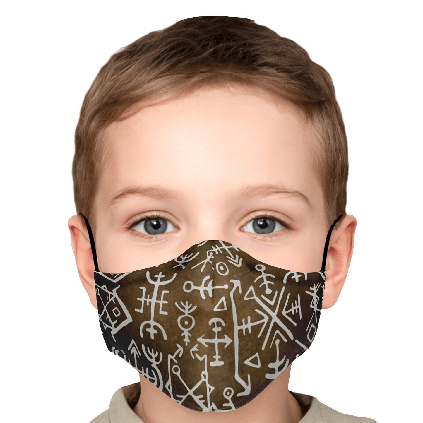 Viking Runes Face Mask Cover - Bronze