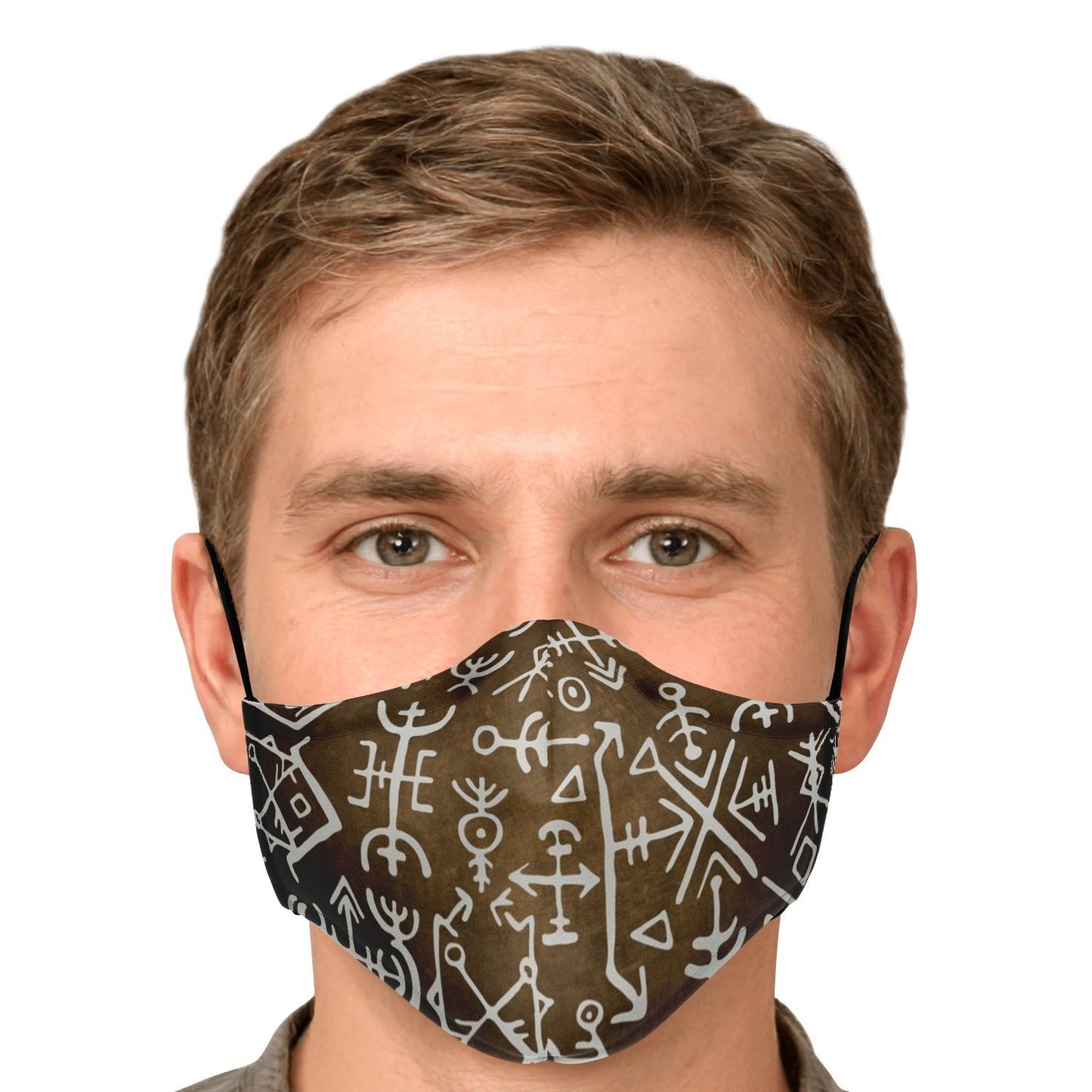 Viking Runes Face Mask Cover - Bronze