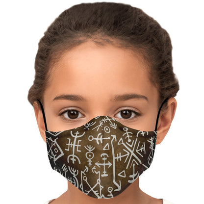 Viking Runes Face Mask Cover - Bronze