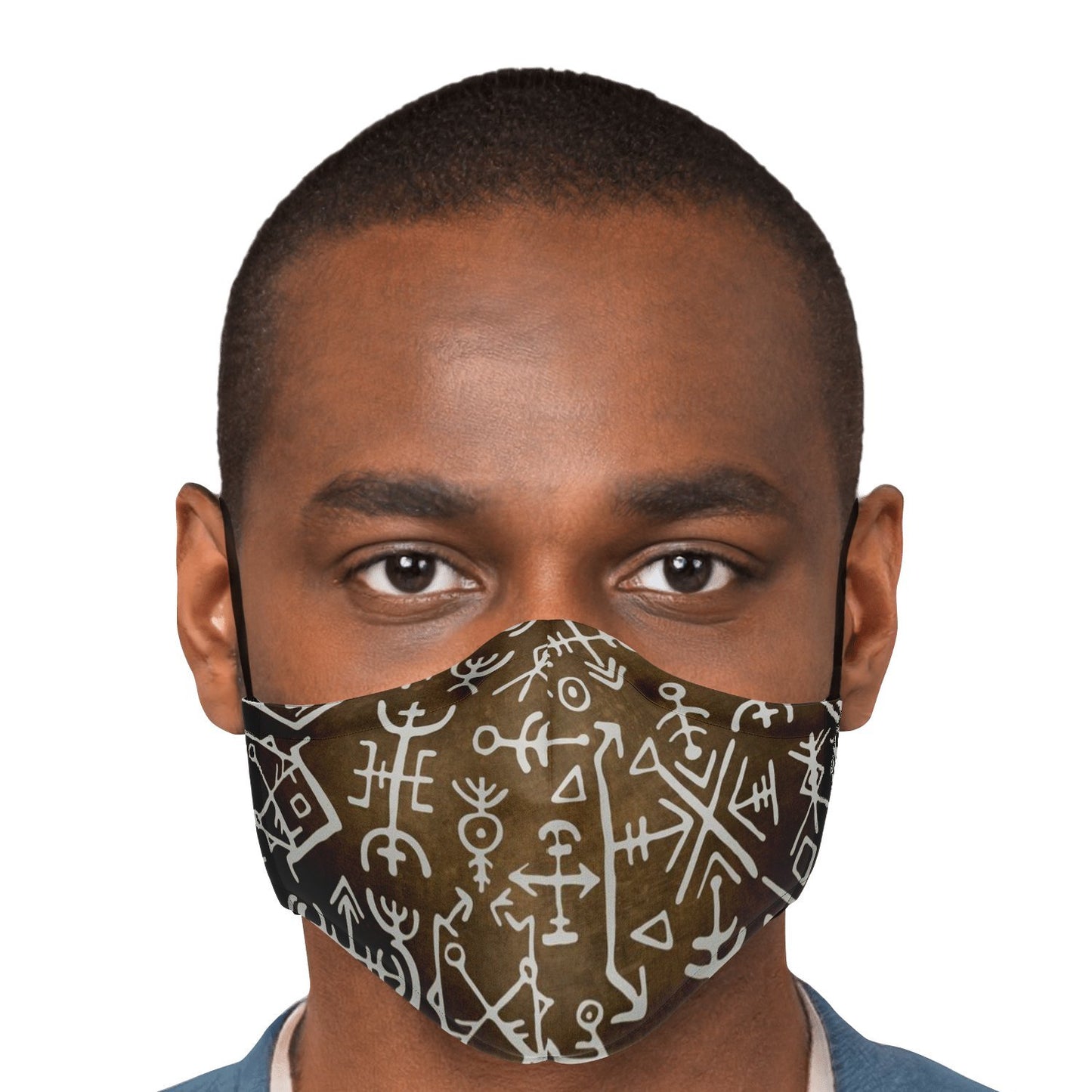 Viking Runes Face Mask Cover - Bronze