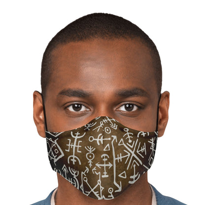Viking Runes Face Mask Cover - Bronze