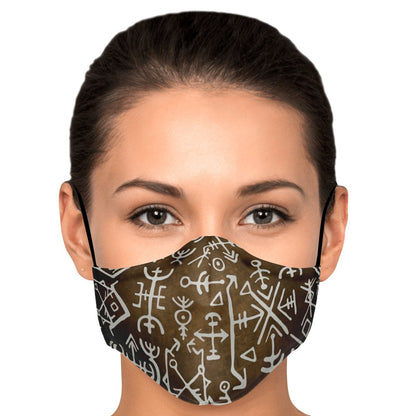 Viking Runes Face Mask Cover - Bronze