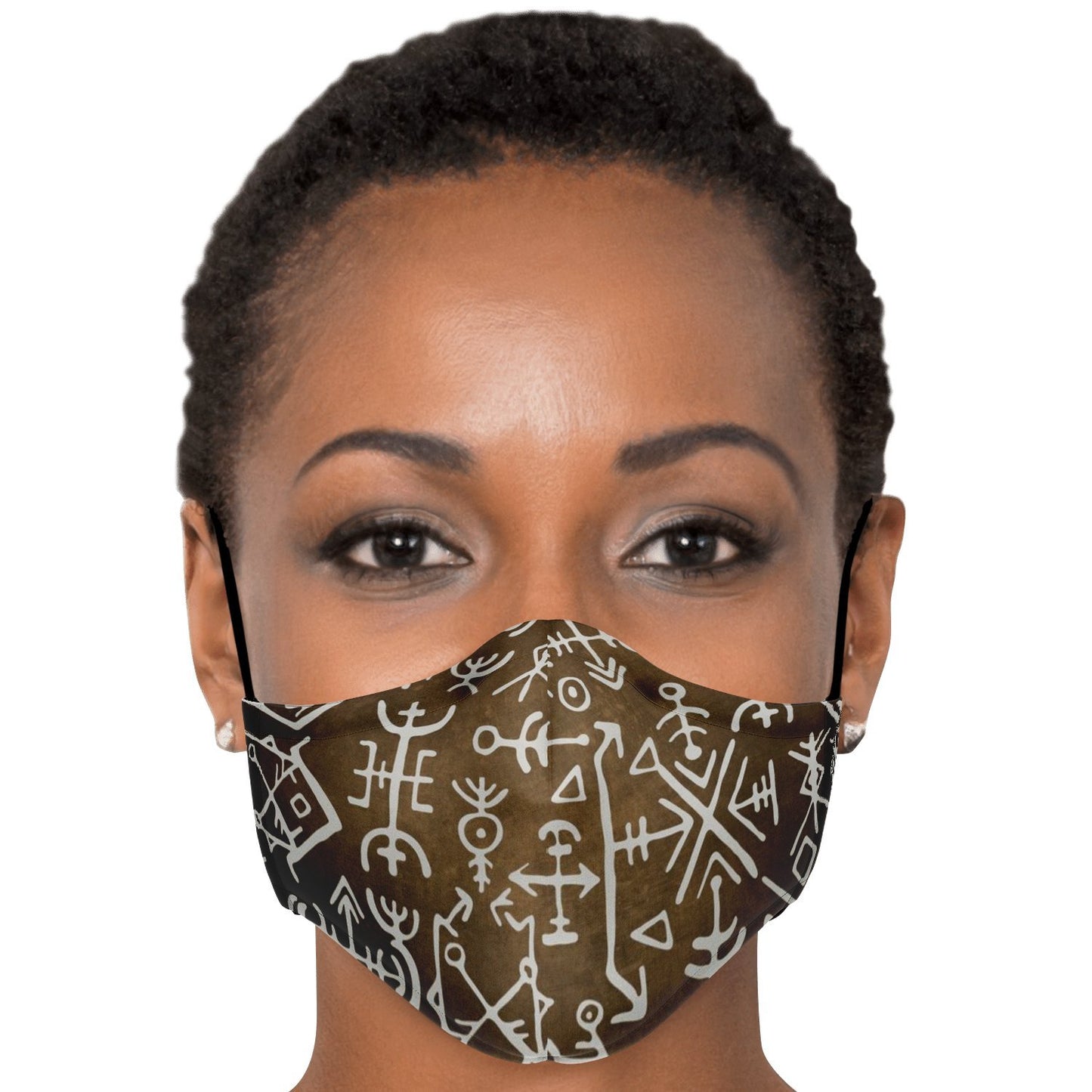 Viking Runes Face Mask Cover - Bronze