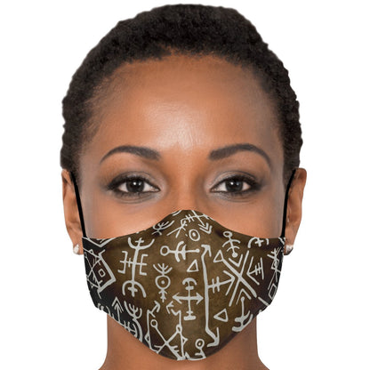 Viking Runes Face Mask Cover - Bronze