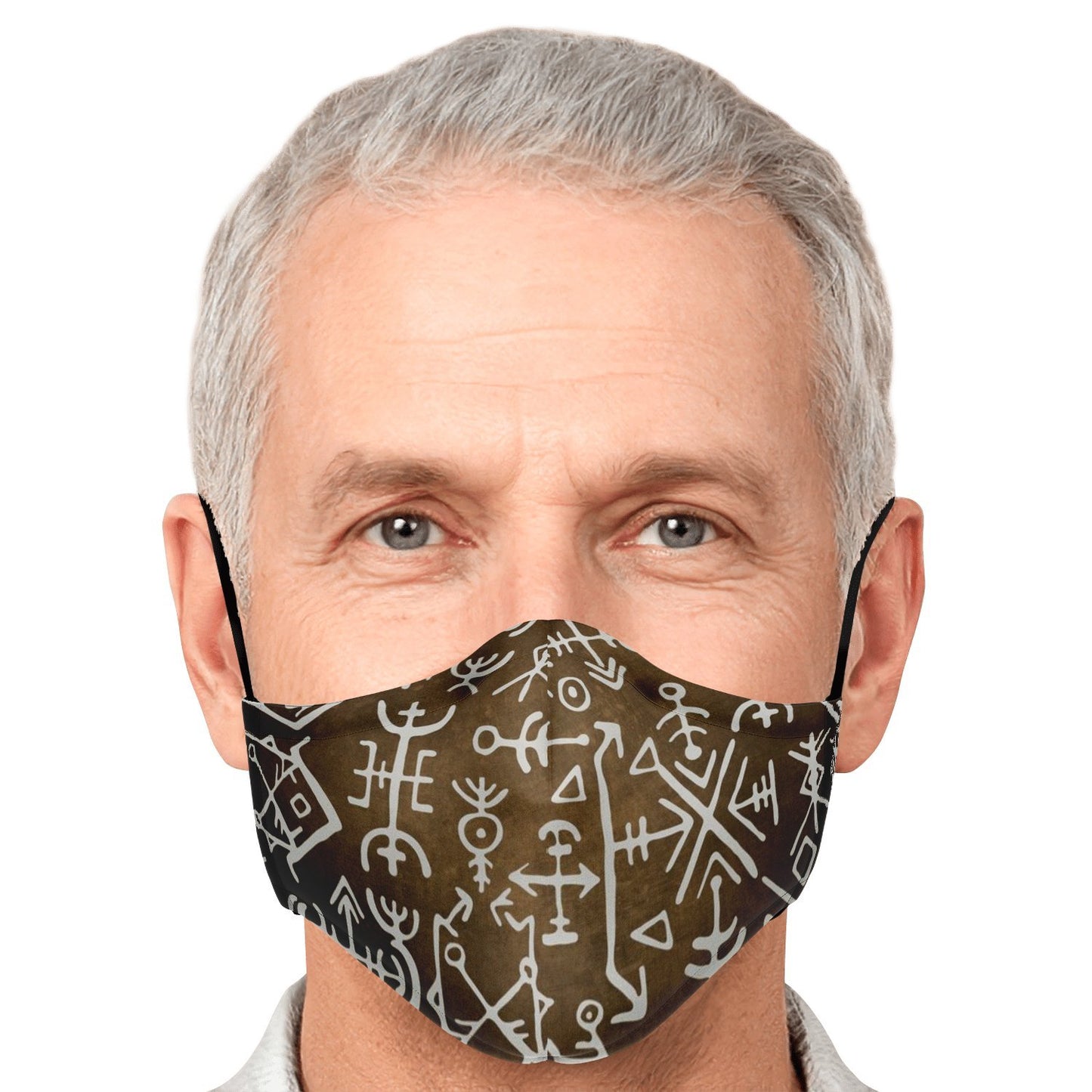 Viking Runes Face Mask Cover - Bronze