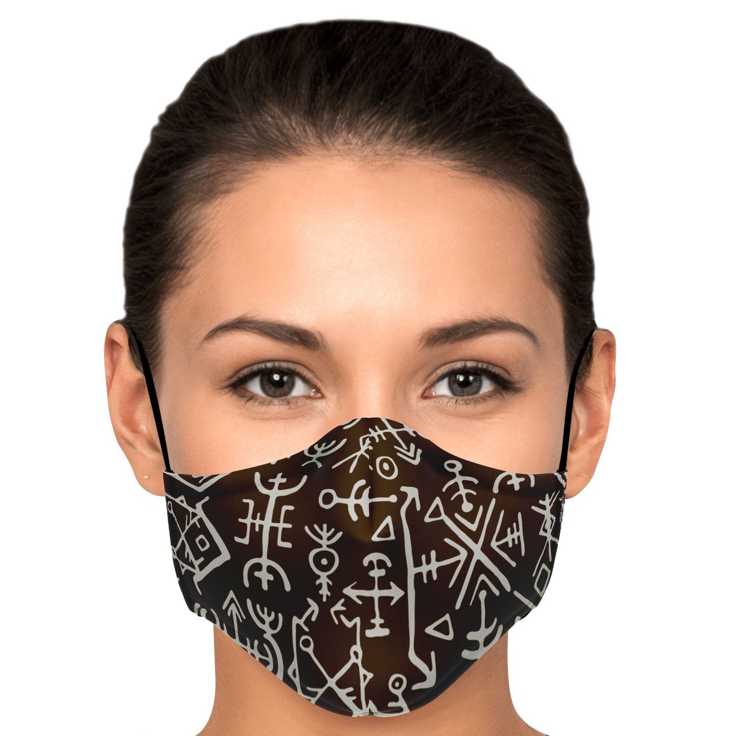 Viking Runes Face Mask Cover - Brown