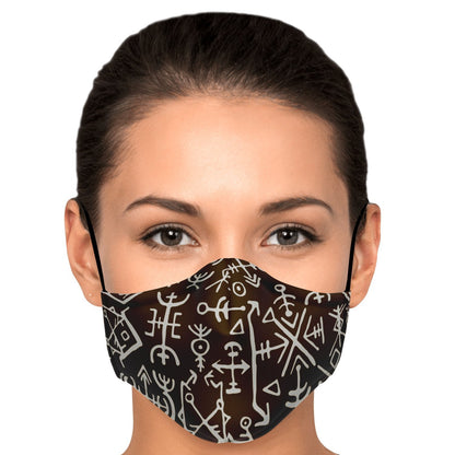 Viking Runes Face Mask Cover - Brown