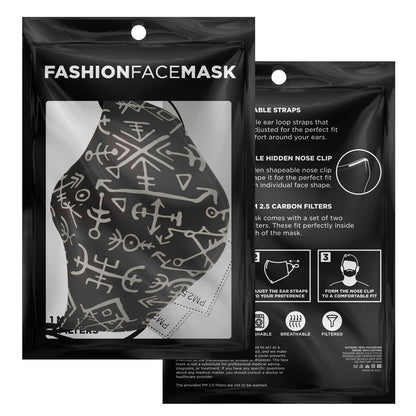 Viking Runes Face Mask Cover - Brown