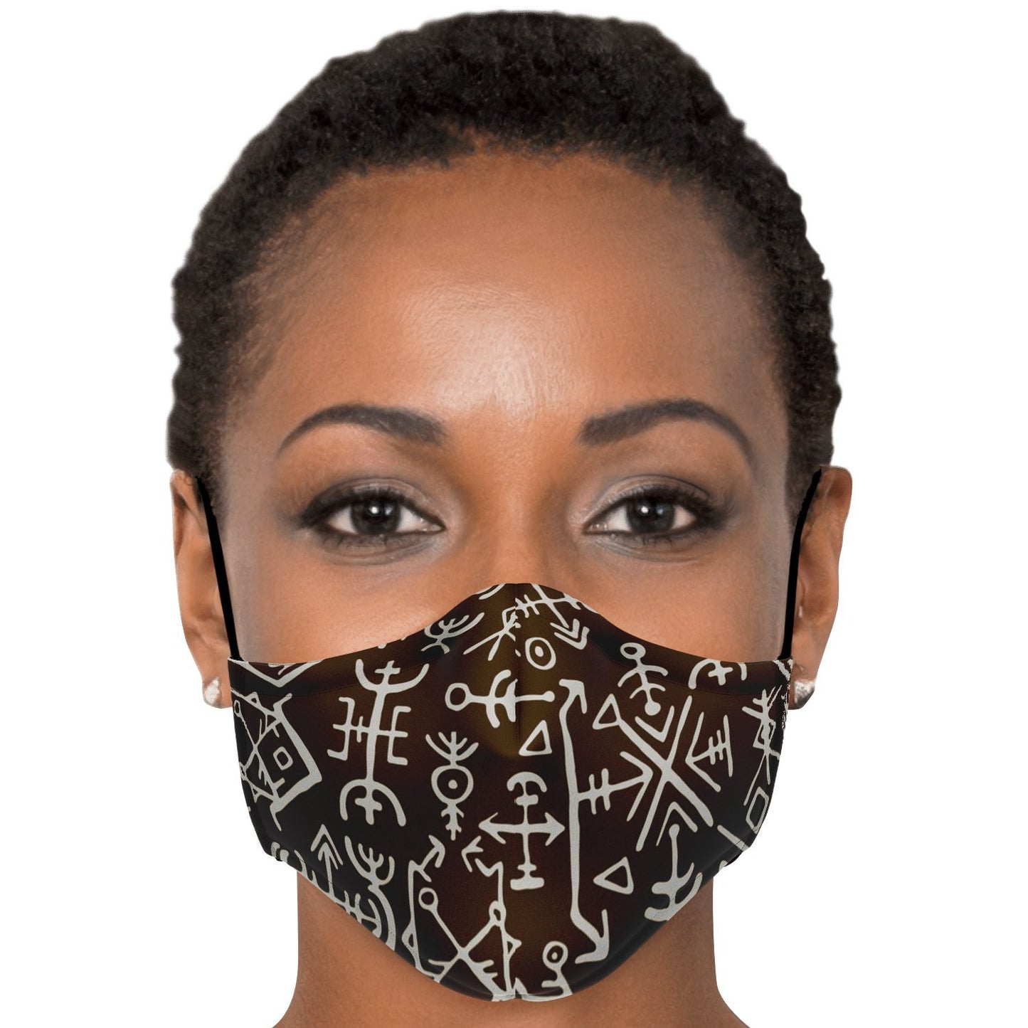 Viking Runes Face Mask Cover - Brown