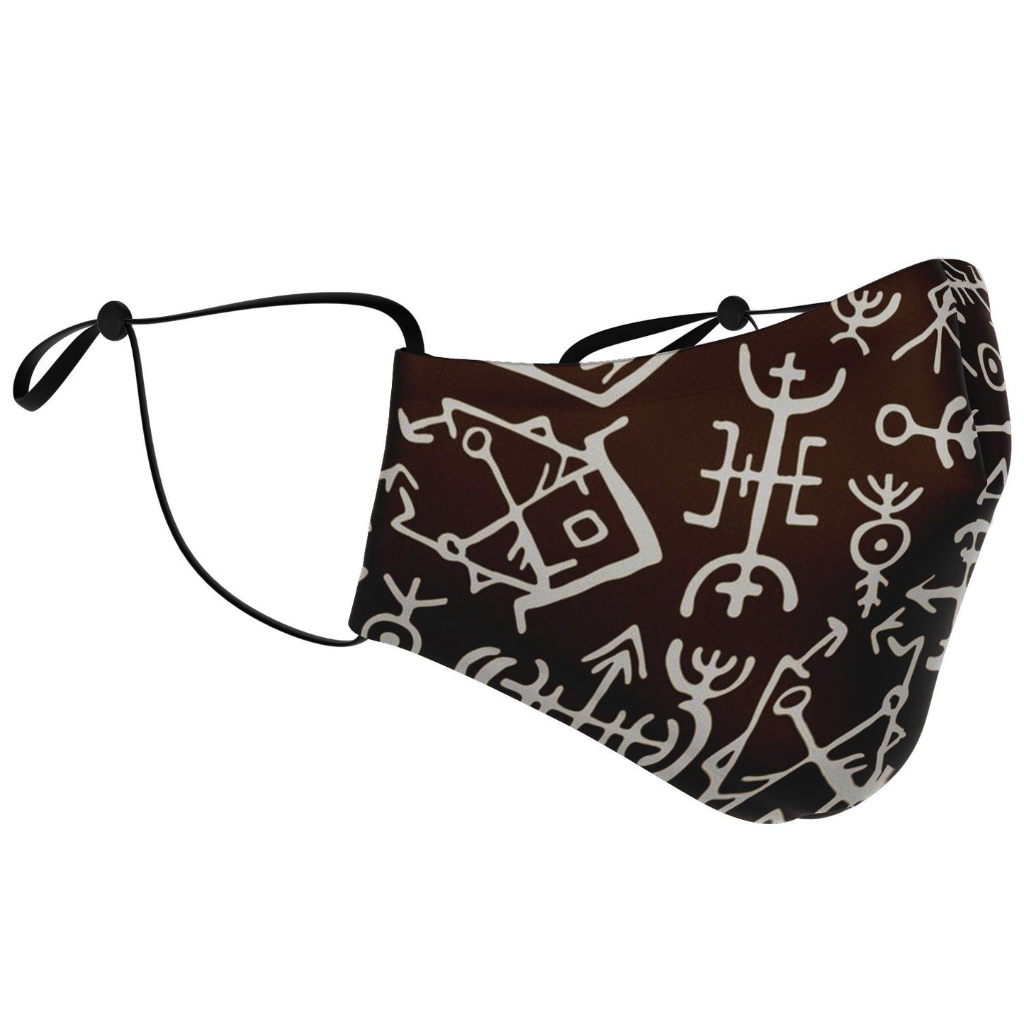 Viking Runes Face Mask Cover - Brown