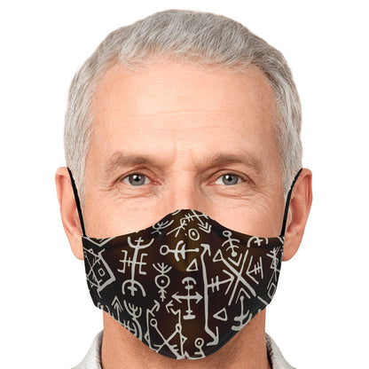 Viking Runes Face Mask Cover - Brown