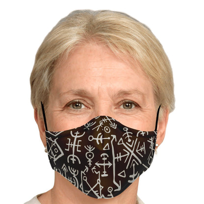 Viking Runes Face Mask Cover - Brown