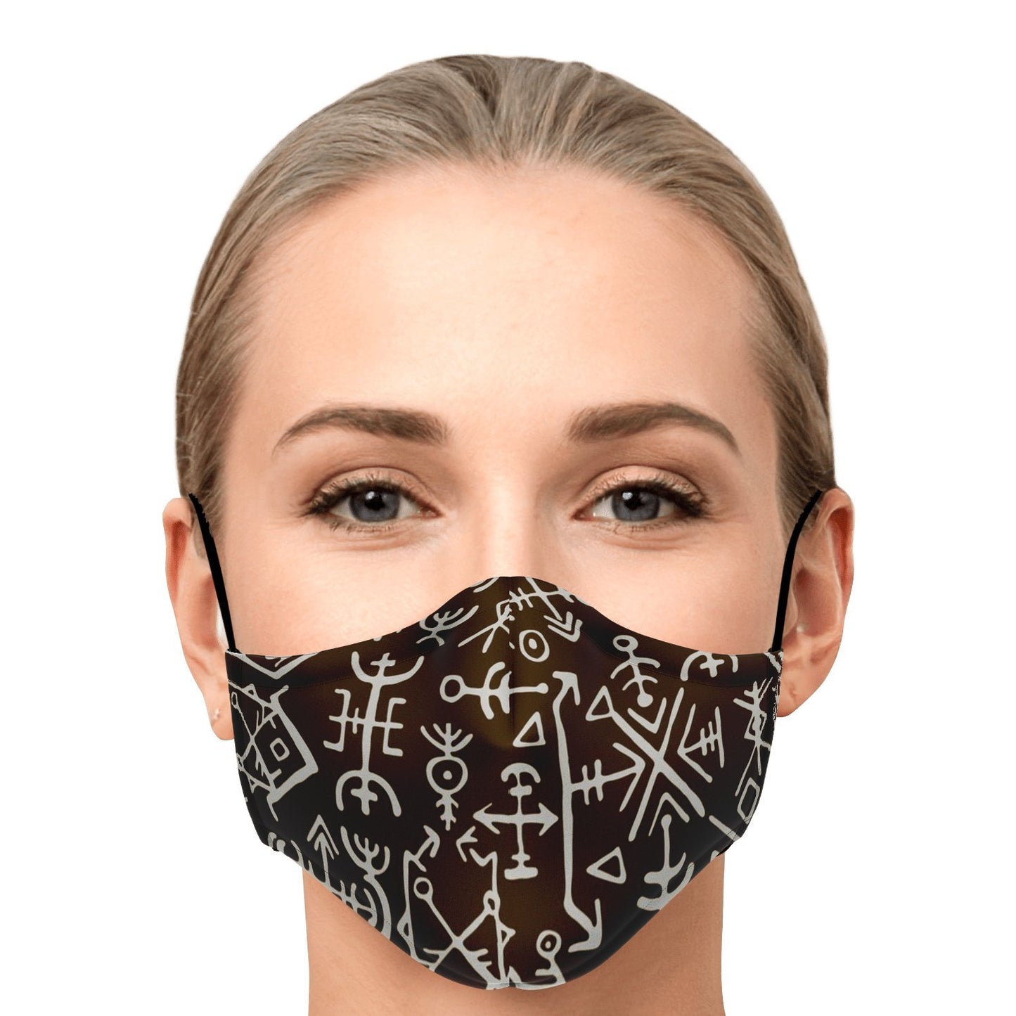 Viking Runes Face Mask Cover - Brown
