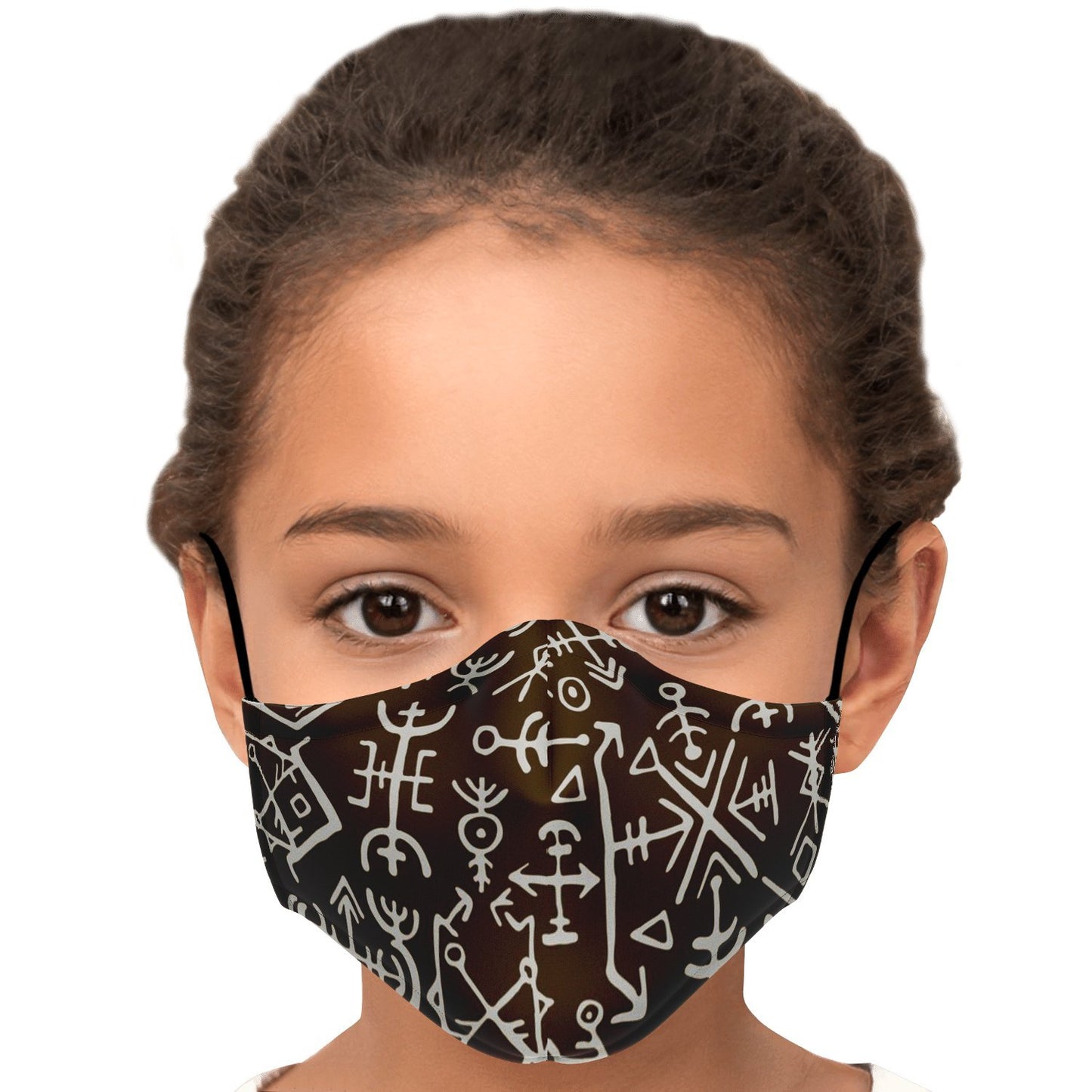 Viking Runes Face Mask Cover - Brown