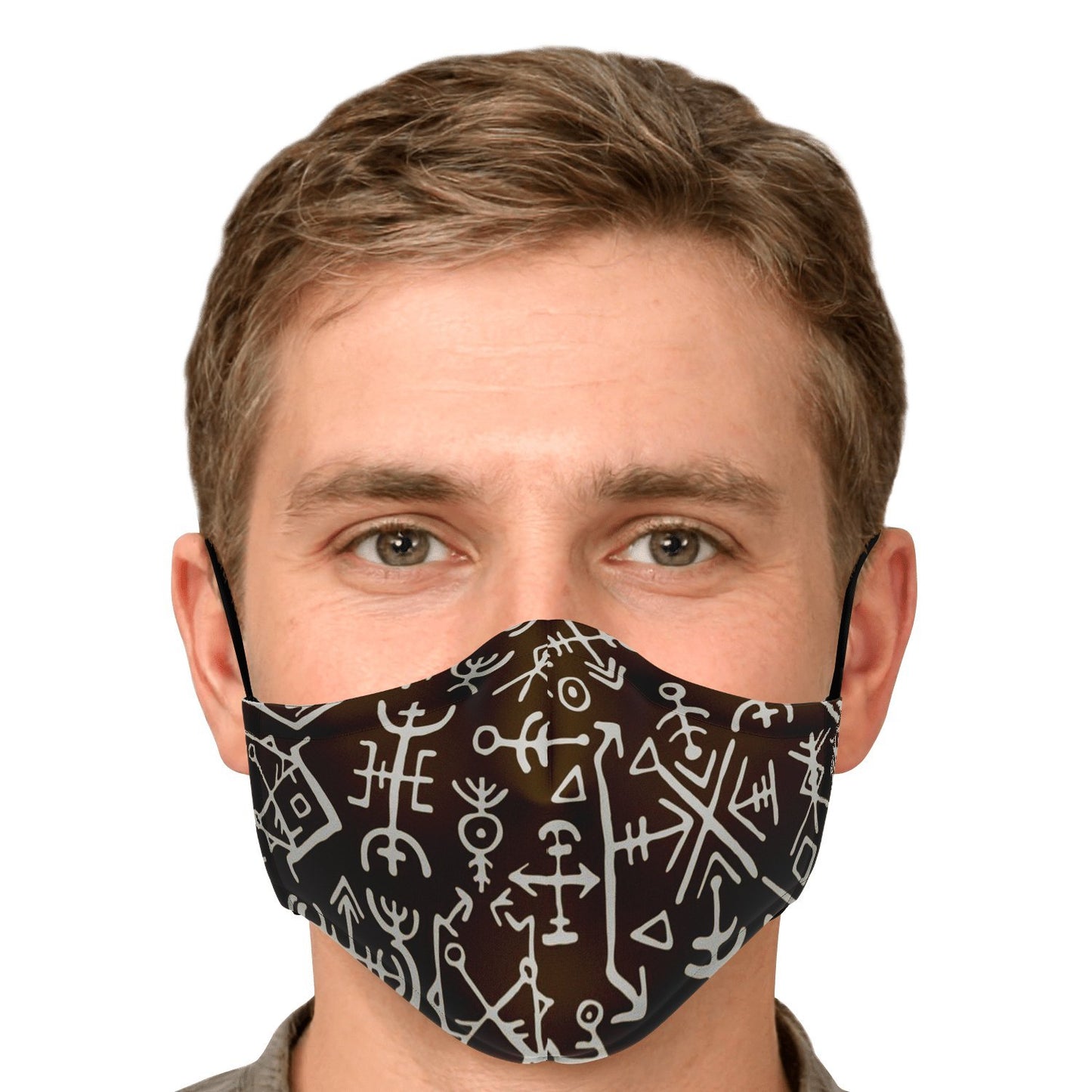 Viking Runes Face Mask Cover - Brown
