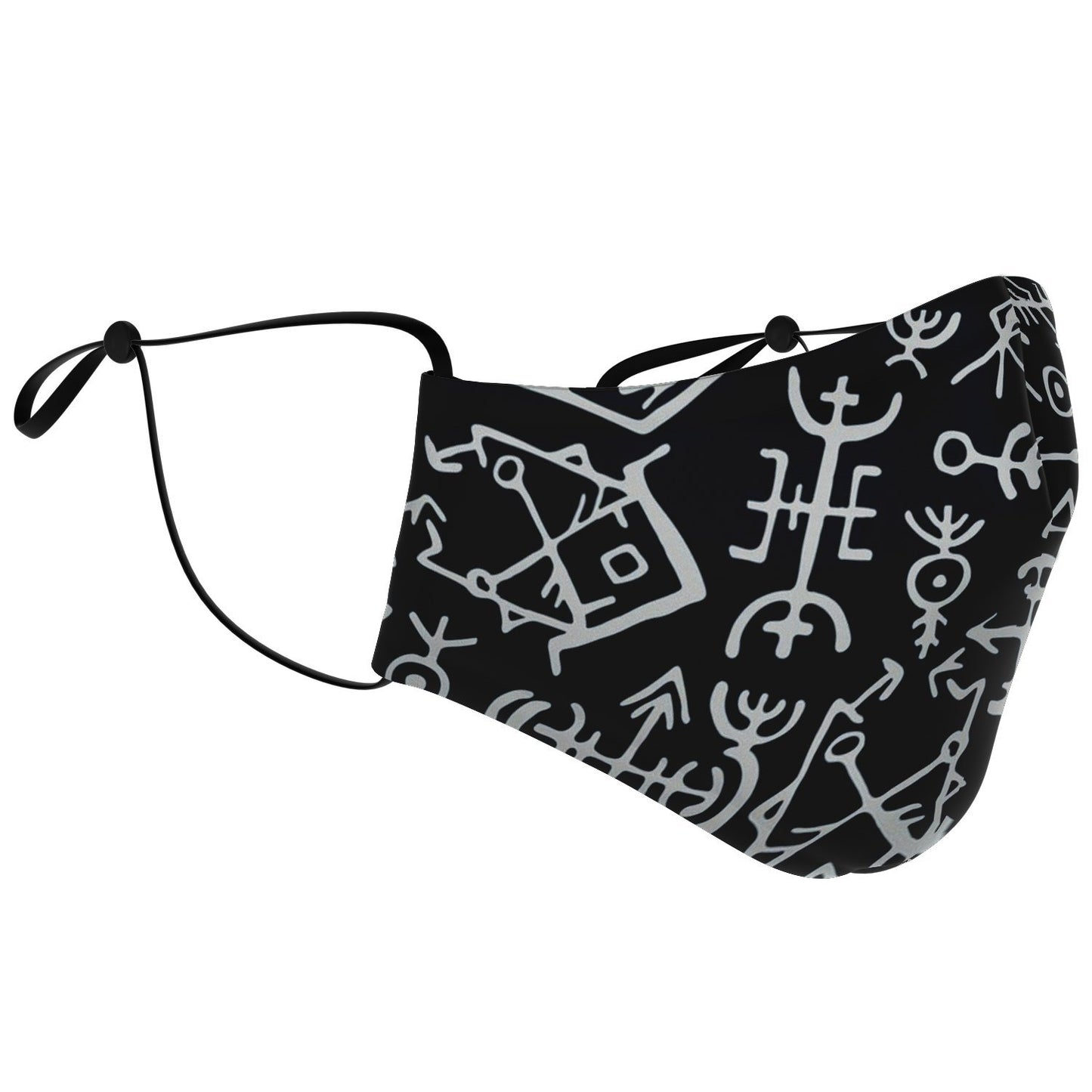 Viking Runes Face Mask Cover - Navy Blue