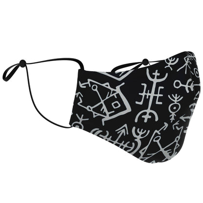 Viking Runes Face Mask Cover - Navy Blue