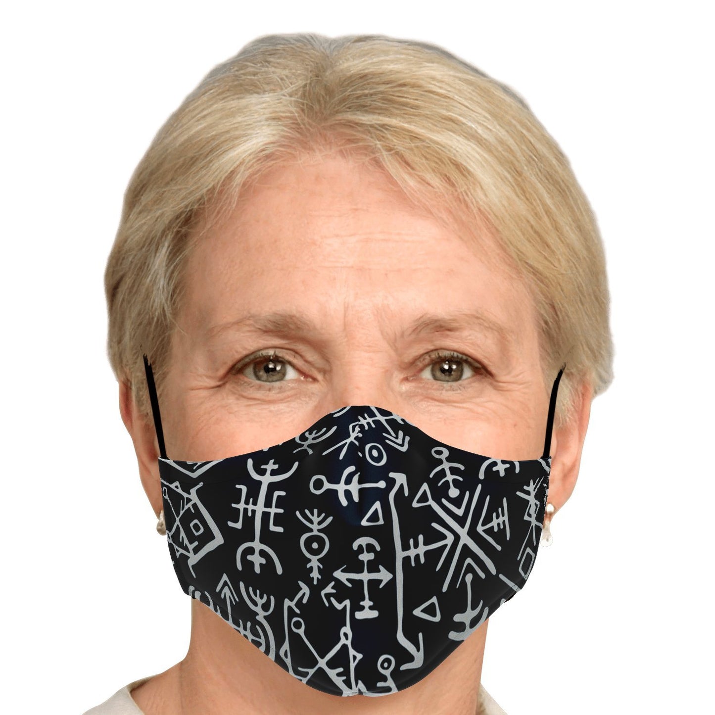 Viking Runes Face Mask Cover - Navy Blue