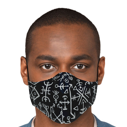 Viking Runes Face Mask Cover - Navy Blue