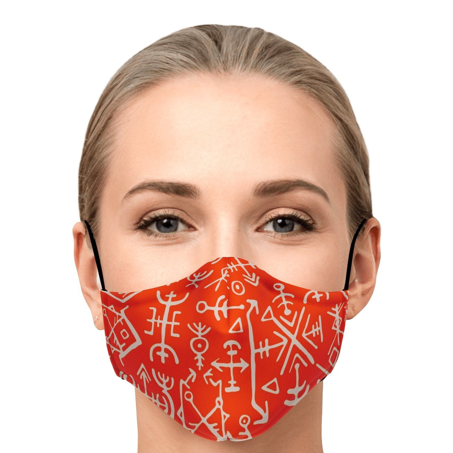 Viking Runes Face Mask Cover - Orange