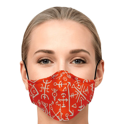 Viking Runes Face Mask Cover - Orange