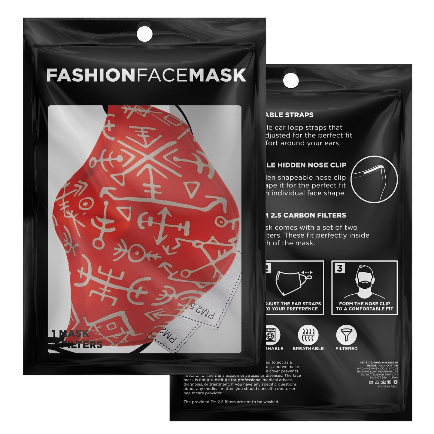 Viking Runes Face Mask Cover - Orange