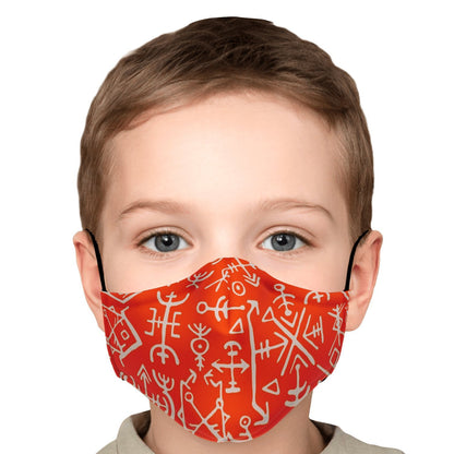 Viking Runes Face Mask Cover - Orange