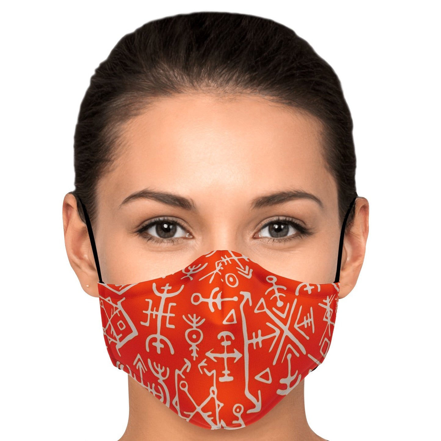 Viking Runes Face Mask Cover - Orange