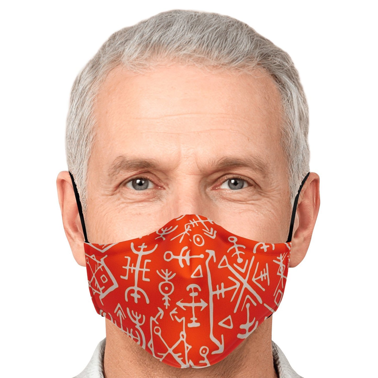 Viking Runes Face Mask Cover - Orange