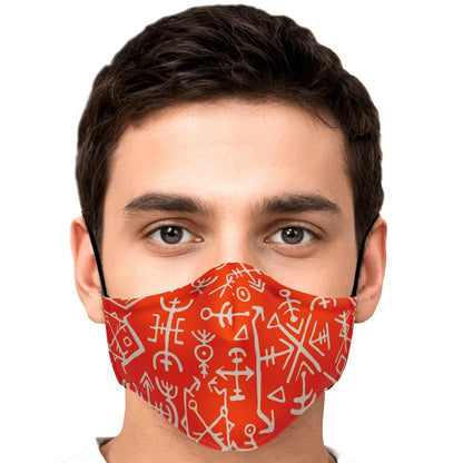 Viking Runes Face Mask Cover - Orange
