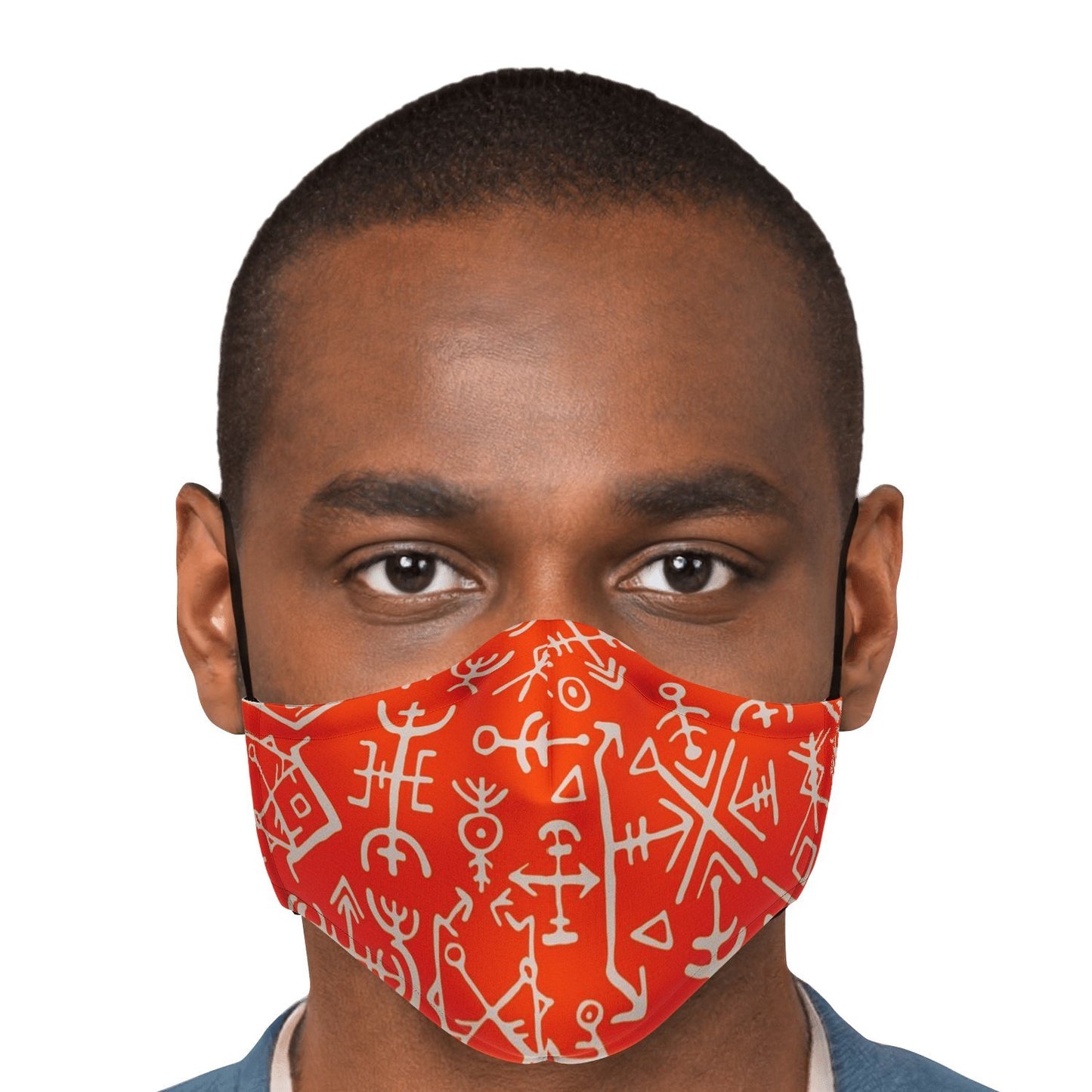 Viking Runes Face Mask Cover - Orange