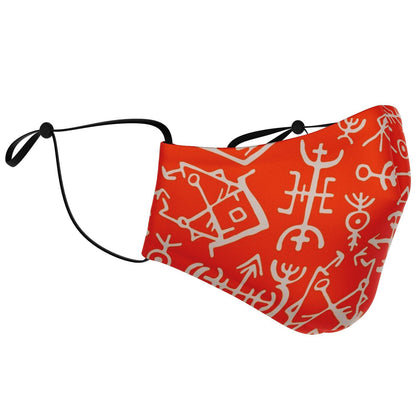 Viking Runes Face Mask Cover - Orange