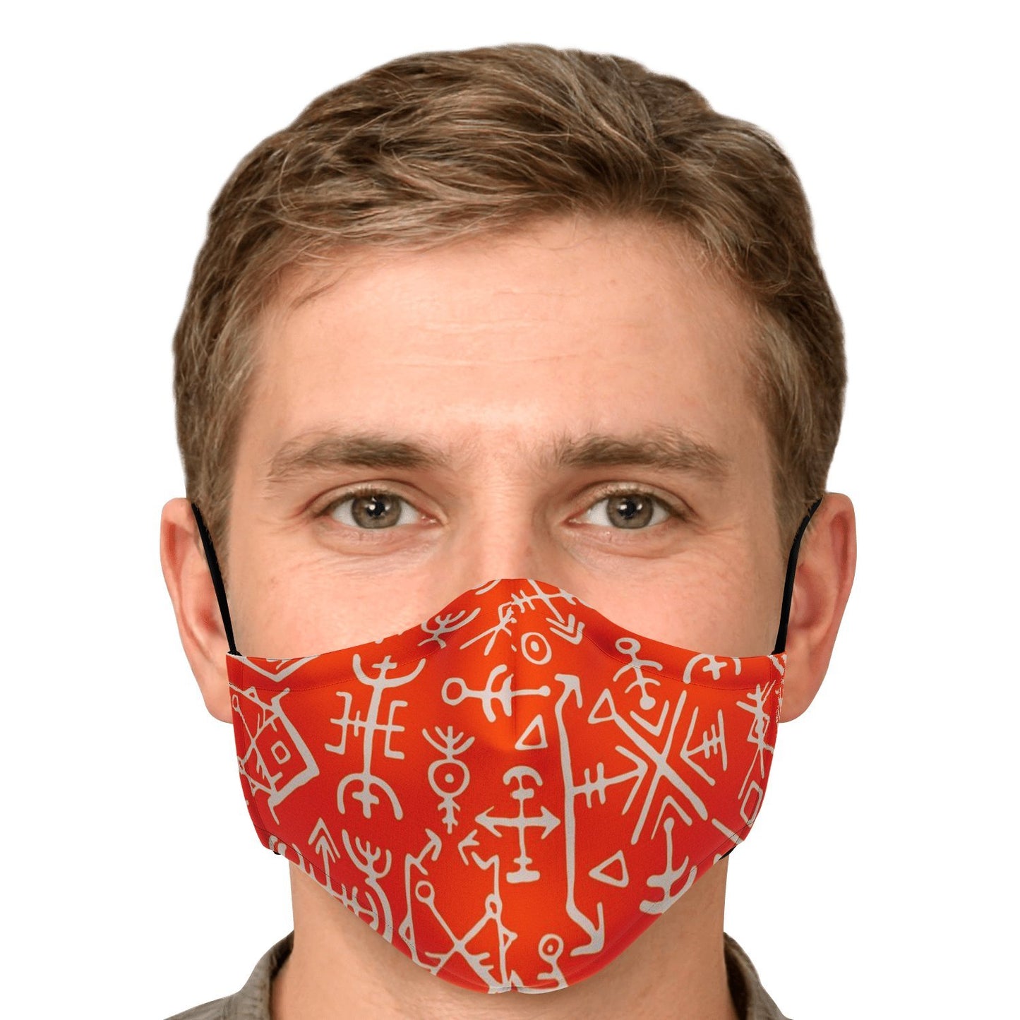 Viking Runes Face Mask Cover - Orange