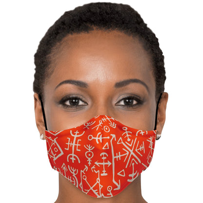 Viking Runes Face Mask Cover - Orange