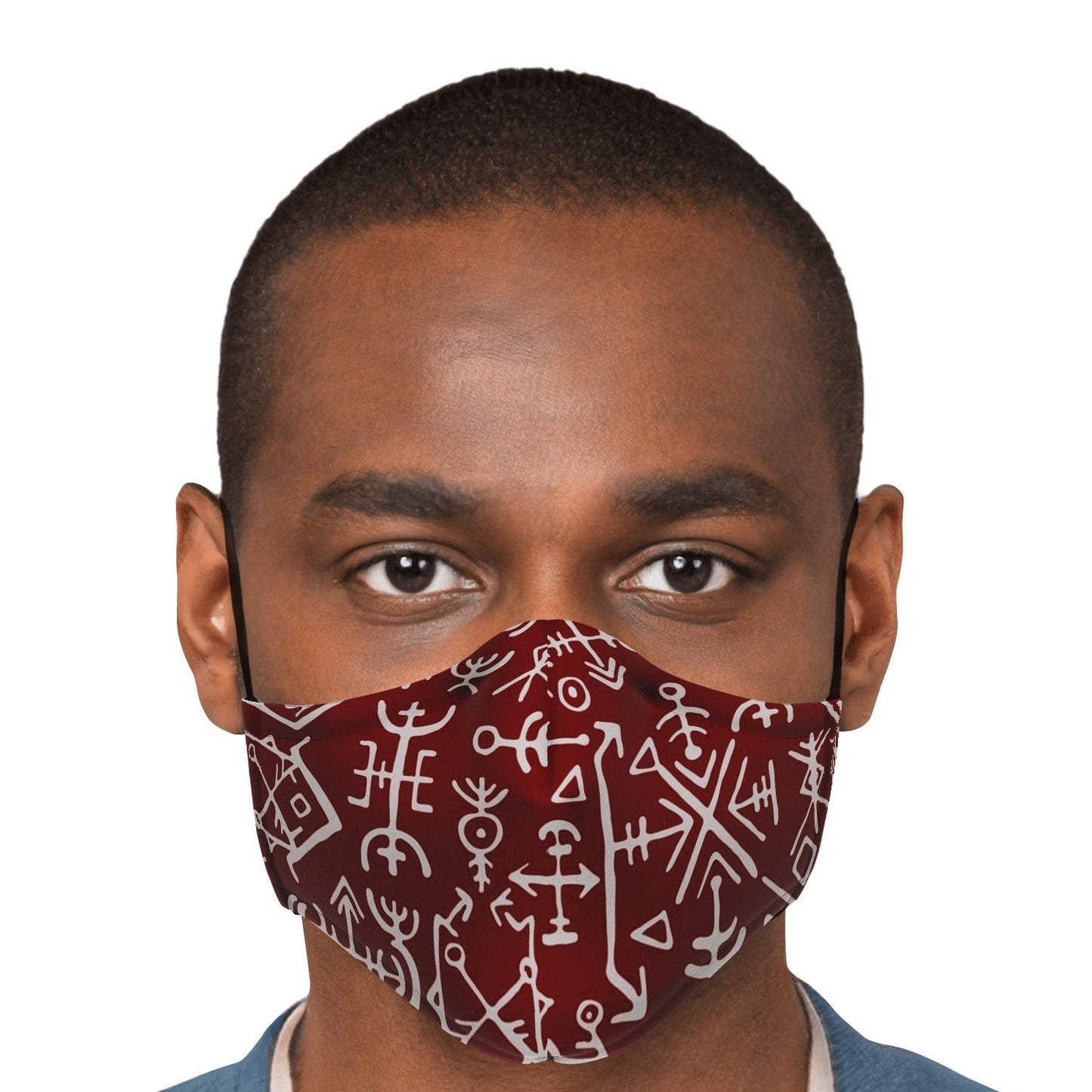 Viking Runes Face Mask Cover - Red