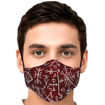 Viking Runes Face Mask Cover - Red