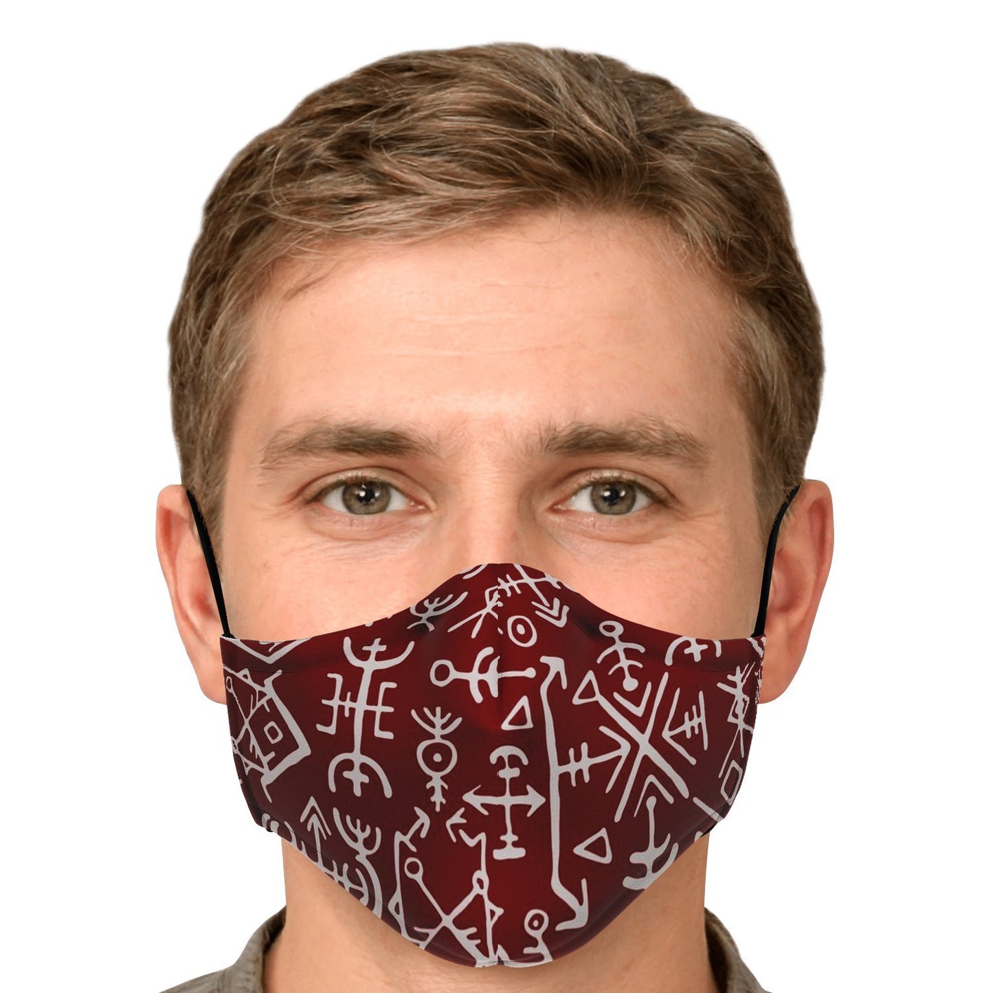 Viking Runes Face Mask Cover - Red